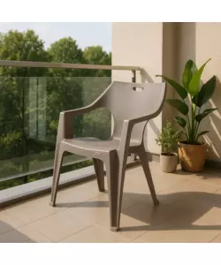 SEDIA DA ESTERNO CON SCHIENALE MEDIO "KRETA" IN POLIPROPILENE TAUPE 56X55X80 CM