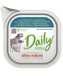 ALIMENTO UMIDO PER CANI ALMO NATURE "DAILY" CON MERLUZZO E FAGIOLINI 100 GR