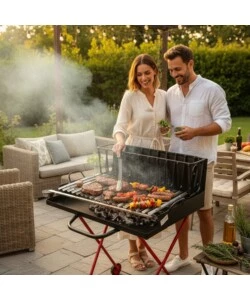 BARBECUE A LEGNA PIEGHEVOLE ARNOLD CON GRIGLIA 97X50 CM