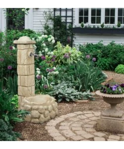 FONTANA DA GIARDINO VEDOVELLA "SAVONA" ANTICATA COLOR NOCCIOLA, 47x47x92 CM - KAM