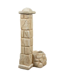 FONTANA DA GIARDINO VEDOVELLA "SAVONA" ANTICATA COLOR NOCCIOLA, 47x47x92 CM - KAM