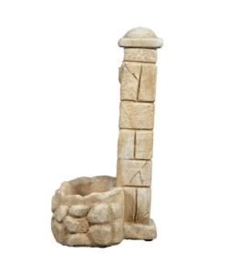 FONTANA DA GIARDINO VEDOVELLA "SAVONA" ANTICATA COLOR NOCCIOLA, 47x47x92 CM - KAM
