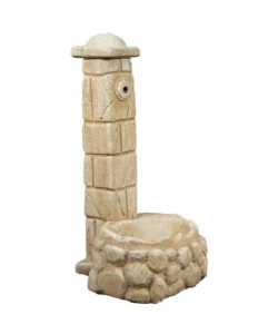 FONTANA DA GIARDINO VEDOVELLA "SAVONA" ANTICATA COLOR NOCCIOLA, 47x47x92 CM - KAM