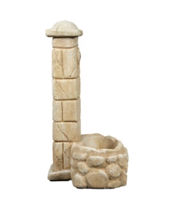 FONTANA DA GIARDINO VEDOVELLA "SAVONA" ANTICATA COLOR NOCCIOLA, 47x47x92 CM - KAM