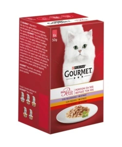 GOURMET MON PETIT ALIMENTO PER GATTO UMIDO CON SELVAGGINA, FEGATO E MANZO 6X50 GR.