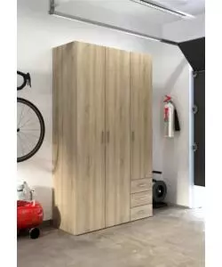 ARMADIO "SPACE" CON 3 ANTE E 3 CASSETTI EFFETTO QUERCIA, 115,8X49,50X200,40H CM