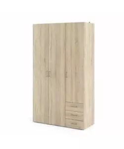 ARMADIO "SPACE" CON 3 ANTE E 3 CASSETTI EFFETTO QUERCIA, 115,8X49,50X200,40H CM