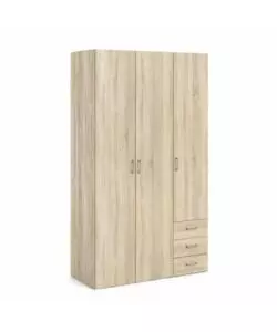 ARMADIO "SPACE" CON 3 ANTE E 3 CASSETTI EFFETTO QUERCIA, 115,8X49,50X200,40H CM