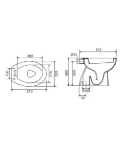 VASO WC A TERRA IN CERAMICA "SERIE IDRO" BIANCO