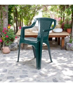 SEDIA DA ESTERNO CON SCHIENALE BASSO "LUNA" IN POLIPROPILENE VERDE 56X52X77 CM