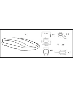 BOX TETTO PER AUTO 630 LITRI IN ABS ARGENTO LUCIDO - N60026