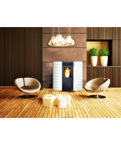 STUFA A PELLET SLIM CANADIAN STOVE "SLIM 6" BIANCO 6,14 KW