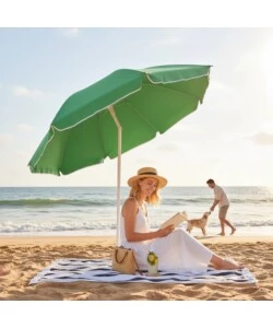 OMBRELLONE DA SPIAGGIA ROTONDO EUROGARDEN IN COTONE COLORI ASSORTITI 200X200 CM