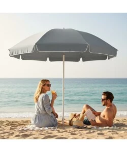 OMBRELLONE DA SPIAGGIA ROTONDO EUROGARDEN GRIGIO 240X240 CM