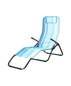 SDRAIO PIEGHEVOLE RECLINABILE CON BRACCIOLI EUROGARDEN "RELAX" IN POLIESTERE FANTASIA A RIGHE AZZURRO 186X62X98 CM