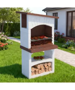 BARBECUE A LEGNA O CARBONELLA IN CEMENTO LINEA VZ "GRAN CANARIA" 81X58X155 CM