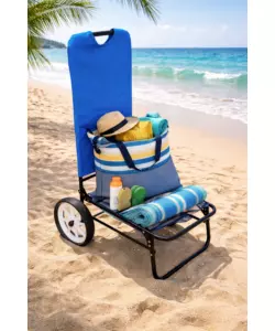 TROLLEY DA SPIAGGIA EUROGARDEN CON RUOTE BLU NAVY 62X49X107 CM