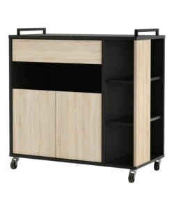 CARRELLO MULTIFUNZIONE ROVERE E NERO, 78,4X40X79 CM