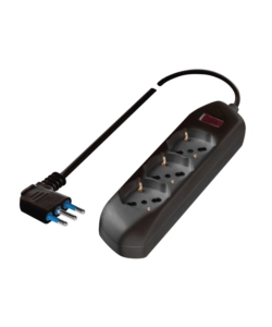PRESA MULTIPLA PLURISTANDARD POLY POOL CON 3 PRESE COLORE NERO