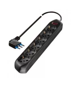 PRESA MULTIPLA PLURISTANDARD POLY POOL CON 6 PRESE COLORE NERO