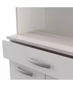 MOBILE BUFFET CON 6 ANTE E 1 CASSETTO BIANCO E ACACIA, 101x42,3x185,3 CM