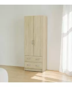 ARMADIO 2 ANTE BATTENTI CON 2 CASSETTI EFFETTO ROVERE 169,5X60,9X41,1 CM