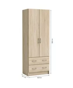 ARMADIO 2 ANTE 2 CASSETTI ROVERE 169,5X60,9X41,1 CM