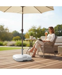 BASE PER OMBRELLONE IN PLASTICA BIANCO 45X45 CM Ø 32 MM