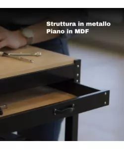 BANCO DA LAVORO EASY SYSTEM CON PANNELLO PREFORATO IN METALLO E MDF 119X59X90/150 CM