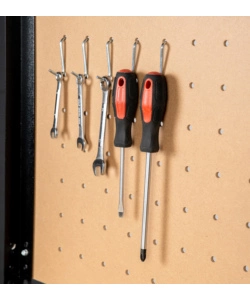 BANCO DA LAVORO EASY SYSTEM CON PANNELLO PREFORATO IN METALLO E MDF 119X59X90/150 CM