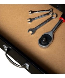 BANCO DA LAVORO EASY SYSTEM CON PANNELLO PREFORATO IN METALLO E MDF 119X59X90/150 CM