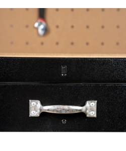 BANCO DA LAVORO EASY SYSTEM CON PANNELLO PREFORATO IN METALLO E MDF 119X59X90/150 CM