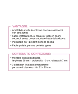 MENSOLA UNIVERSALE PER ASTA DOCCIA PORTASAPONE SALVASPAZIO