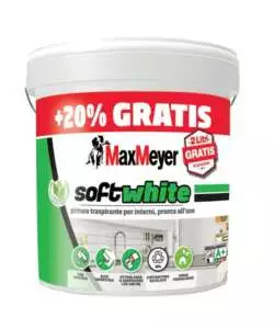 PITTURA MURALE TRASPIRANTE MAX MEYER "SOFT WHITE " BIANCO 12 LT
