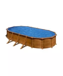 PISCINA FUORI TERRA OVALE GRE "MAURITIUS" IN ACCIAIO EFFETTO LEGNO 730X375X132 - COD. KITPROV738WO