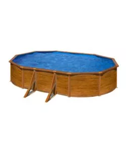 PISCINA FUORI TERRA OVALE GRE "PACIFIC" IN ACCIAIO EFFETTO LEGNO 610X375X120 - COD. KIT610W