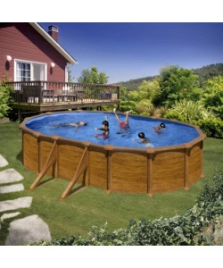 PISCINA FUORI TERRA OVALE GRE "PACIFIC" IN ACCIAIO EFFETTO LEGNO 500X300X120 - COD. KIT500W