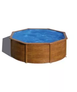 PISCINA FUORI TERRA ROTONDA GRE "PACIFIC" IN ACCIAIO EFFETTO LEGNO 460X460X120 - COD. KIT460W