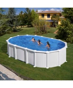 PISCINA FUORI TERRA OVALE GRE "HAITI" IN ACCIAIO COLORE BIANCO 610X375X132 - COD. KITPROV6188