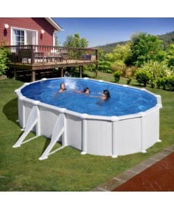 PISCINA FUORI TERRA OVALE GRE "ATLANTIS" IN ACCIAIO COLORE BIANCO 500X300X132 - COD. KITPROV508