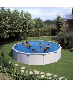 PISCINA FUORI TERRA ROTONDA GRE "ATLANTIS" IN ACCIAIO COLORE BIANCO 550X550X132 - COD. KITPR558