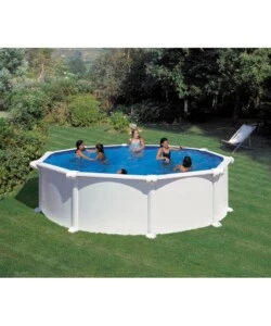 PISCINA FUORI TERRA ROTONDA GRE "ATLANTIS" IN ACCIAIO COLORE BIANCO 460X460X132 - COD. KITPR458