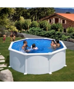 PISCINA FUORI TERRA ROTONDA GRE "ATLANTIS" IN ACCIAIO COLORE BIANCO 350X350XX132 - COD. KITPR358