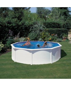 PISCINA FUORI TERRA ROTONDA GRE "FIDJI" IN ACCIAIO BIANCO 460X460X120 - COD. KIT460ECO