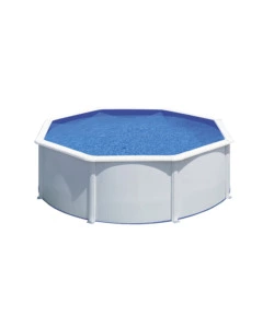 PISCINA FUORI TERRA ROTONDA GRE "FIDJI" IN ACCIAIO BIANCO 350X350X120 - COD. KIT350ECO