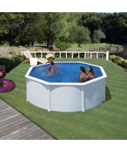 PISCINA FUORI TERRA ROTONDA GRE "FIDJI" IN ACCIAIO COLORE BIANCO 300X300X120 - COD. KIT300ECO