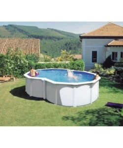 PISCINA FUORI TERRA A FORMA DI OTTO GRE "VARADERO" IN ACCIAIO COLORE BIANCO 500X340X120 - COD. KITPROV4870