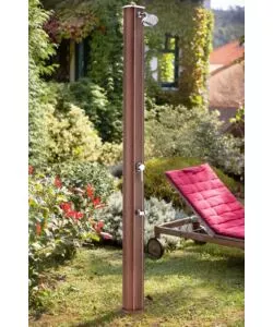 DOCCIA SOLARE PER GIARDINO GRE IN ALLUMINIO EFFETTO LEGNO CON LAVAPIEDI 32 L - COD. DSALR32W