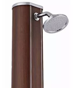 DOCCIA SOLARE PER GIARDINO GRE IN ALLUMINIO EFFETTO LEGNO CON LAVAPIEDI 32 L - COD. DSALR32W