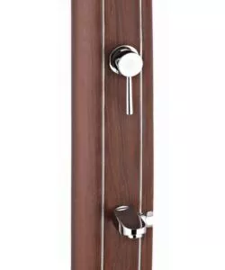 DOCCIA SOLARE PER GIARDINO GRE IN ALLUMINIO EFFETTO LEGNO CON LAVAPIEDI 32 L - COD. DSALR32W